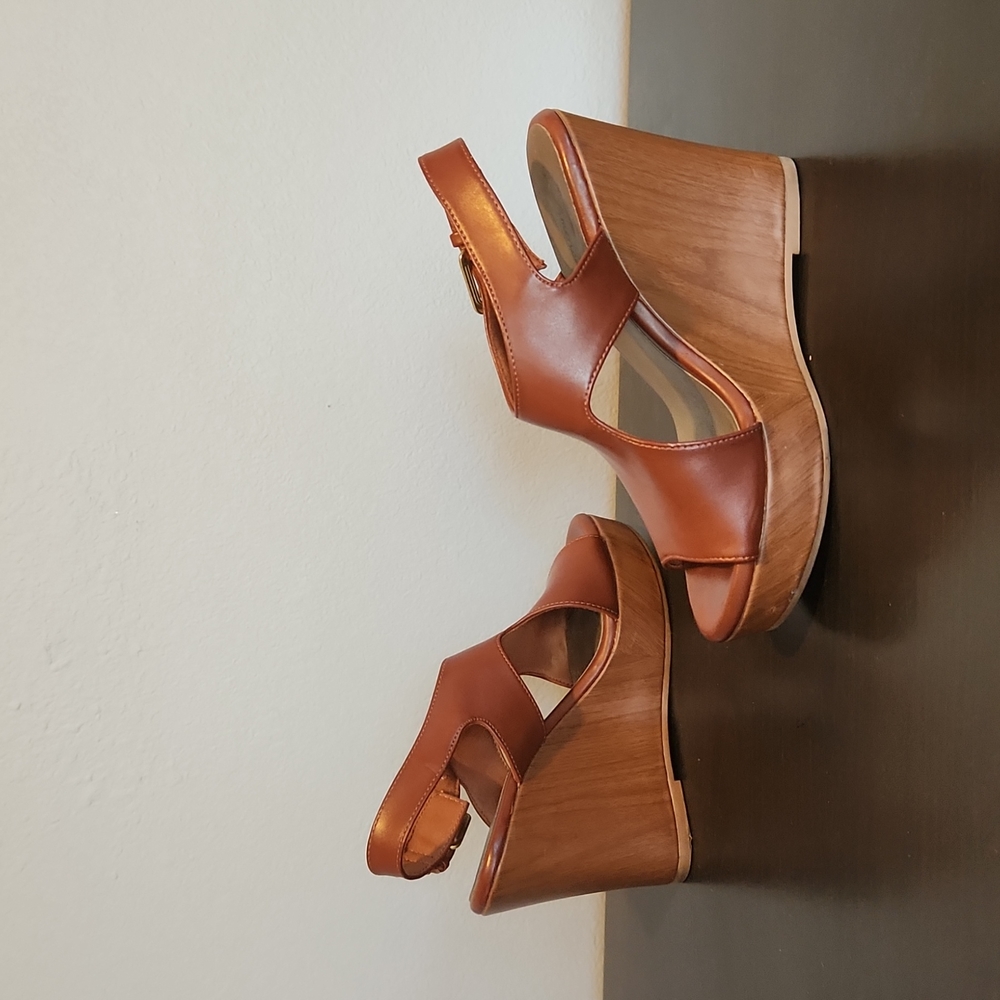 American Eagle Outfitters Womens wedge sandals w/ strap Brown/brown size 5